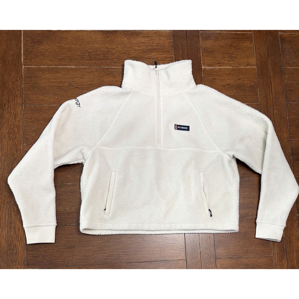 Rhoback Womens Size Small Rivanna Fleece Pullover Quarter-Zip White Warm Cozy